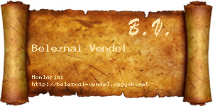 Beleznai Vendel névjegykártya